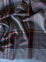 Load image into Gallery viewer, Burgundy & Yellow Gold Houndstooth Plaid Yarn Dyed Jacquard Knit