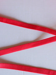 Load image into Gallery viewer, Red Plush Back Satin Strap & Scallop Elastic