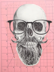 Load image into Gallery viewer, Hipster Skull Heat Transfer, Iron-On