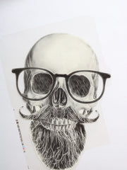 Load image into Gallery viewer, Hipster Skull Heat Transfer, Iron-On