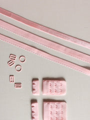 Load image into Gallery viewer, Light Pink Plush Back Satin Strap, Scallop Elastic, Rings/Sliders/G-Hooks & Closures