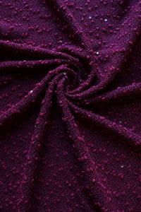 4YD 24IN REMNANT; Wine (Scarlett) Sequin Special Occasion Sweater Knit