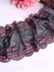 Load image into Gallery viewer, Black & Rose 6.5" Wide Stretch Lace