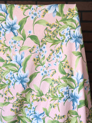 Load image into Gallery viewer, Blue Blossoms on Pink 100% Cotton Jersey