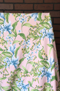 Blue Blossoms on Pink 100% Cotton Jersey
