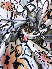 Load image into Gallery viewer, Floral Sketches on White 100% Cotton Jersey