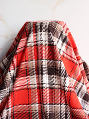 Load image into Gallery viewer, Hot Red & Dark Brown Plaid Double Brushed Poly