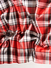 Load image into Gallery viewer, Hot Red & Dark Brown Plaid Double Brushed Poly