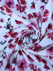 Load image into Gallery viewer, Claudia (Rose/Burgundy) on Ivory Pointelle Rib Knit