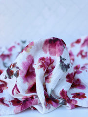 Load image into Gallery viewer, Claudia (Rose/Burgundy) on Ivory Pointelle Rib Knit