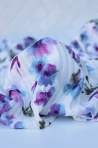 Claudia (Purple/Blue) on Ivory Pointelle Rib Knit