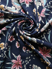 Load image into Gallery viewer, Grace Floral on Navy Wool Dobby