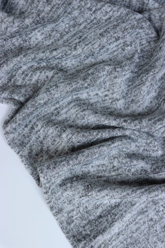 Marled Light Gray Brushed Hacci Sweater Knit