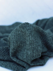 Load image into Gallery viewer, Marled Hunter Green Brushed 4x1 Ribbed Sweater Knit