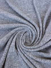 Load image into Gallery viewer, Marled Light Gray Brushed 4x1 Ribbed Sweater Knit