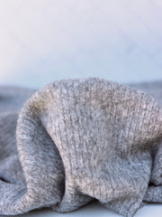 Load image into Gallery viewer, Marled Light Gray Brushed 4x1 Ribbed Sweater Knit