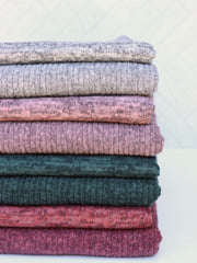 Load image into Gallery viewer, Marled Hunter Green Brushed 4x1 Ribbed Sweater Knit