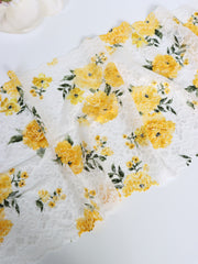 Load image into Gallery viewer, White & Yellow Floral 11" Wide Stretch Lace