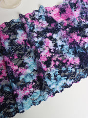 Load image into Gallery viewer, Navy/Pink/Aqua Tie Dye 11" Wide Stretch Lace