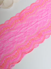 Load image into Gallery viewer, Neon Pink & Orange 8.75" Wide Stretch Lace