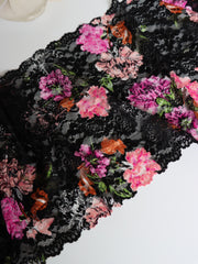 Load image into Gallery viewer, Black/Pink/Coral/Blush Floral 11" Wide Stretch Lace