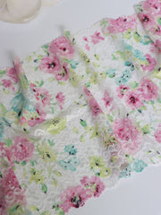 Load image into Gallery viewer, Watercolor on White Floral 11" Wide Stretch Lace
