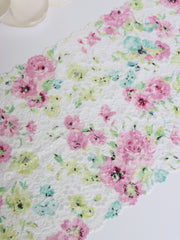 Load image into Gallery viewer, Watercolor on White Floral 11" Wide Stretch Lace