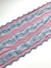Load image into Gallery viewer, Pink & Blue-Gray 7.5" Wide Stretch Lace