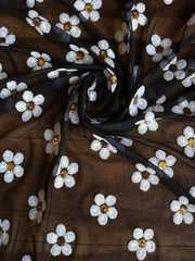 Load image into Gallery viewer, Daisies on Black Stretch Mesh