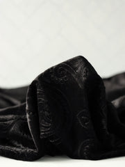 Load image into Gallery viewer, 2YD 20IN REMNANT; Black Paisley Embossed Stretch Velvet