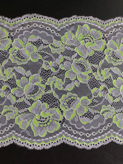 Load image into Gallery viewer, White & Neon Yellow 8.75" Wide Stretch Lace