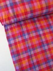 Load image into Gallery viewer, 1YD 18IN REMNANT; Magenta/Periwinkle/Melon Mini Check | Mammoth Flannel | Robert Kaufman