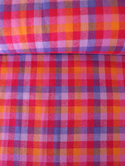 Load image into Gallery viewer, 1YD 18IN REMNANT; Magenta/Periwinkle/Melon Mini Check | Mammoth Flannel | Robert Kaufman