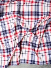 Load image into Gallery viewer, Navy/Red on Ivory Plaid French Terry
