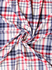 Load image into Gallery viewer, Navy/Red on Ivory Plaid French Terry