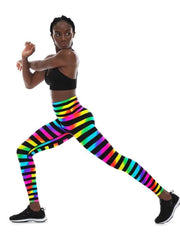 Load image into Gallery viewer, Neon Rainbow Ombre K-Deer Signature Stripe Athletic Nylon/Spandex