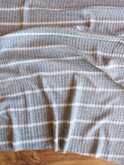 Load image into Gallery viewer, 1.5" Heather Gray & .5" Ivory Stripe Waffle Sweater Knit