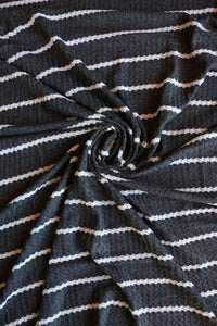 1.5" Charcoal & .5" Ivory Stripe Waffle Sweater Knit