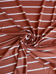 Load image into Gallery viewer, 1.5" Rust & .5" Ivory Stripe Waffle Sweater Knit