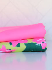 Load image into Gallery viewer, Pink + Green Floral & Tropic Pink Matte Swim Bundle | 1/2YD Each