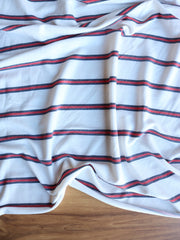 Load image into Gallery viewer, Tomato & Navy Stripe on Ivory French Terry