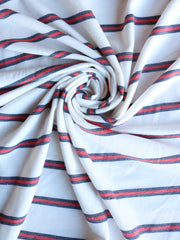Load image into Gallery viewer, Tomato & Navy Stripe on Ivory French Terry