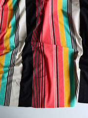 Load image into Gallery viewer, Coral/Mint/Yellow/Black/White Vertical Stripe Double Brushed Poly