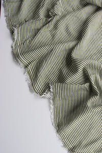 Olive & Ivory Vertical Stripe Rayon Crepon