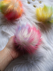Load image into Gallery viewer, Rainbow Faux Fur Pom-Pom- 3 Sizes Available!