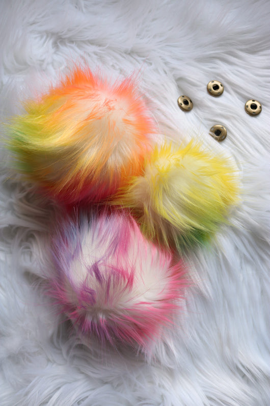 Rainbow Faux Fur Pom-Pom- 3 Sizes Available!