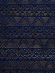 Load image into Gallery viewer, 2YD 28IN REMNANT; Navy Geometric Stripe Stretch Lace
