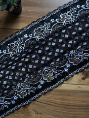 Load image into Gallery viewer, Black & White Shimmer 9" Wide Stretch Lace