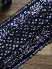 Load image into Gallery viewer, Black & Pink Shimmer 9" Wide Stretch Lace