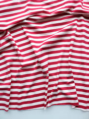 Load image into Gallery viewer, Raspberry & Ivory Stripe Double Brushed Poly